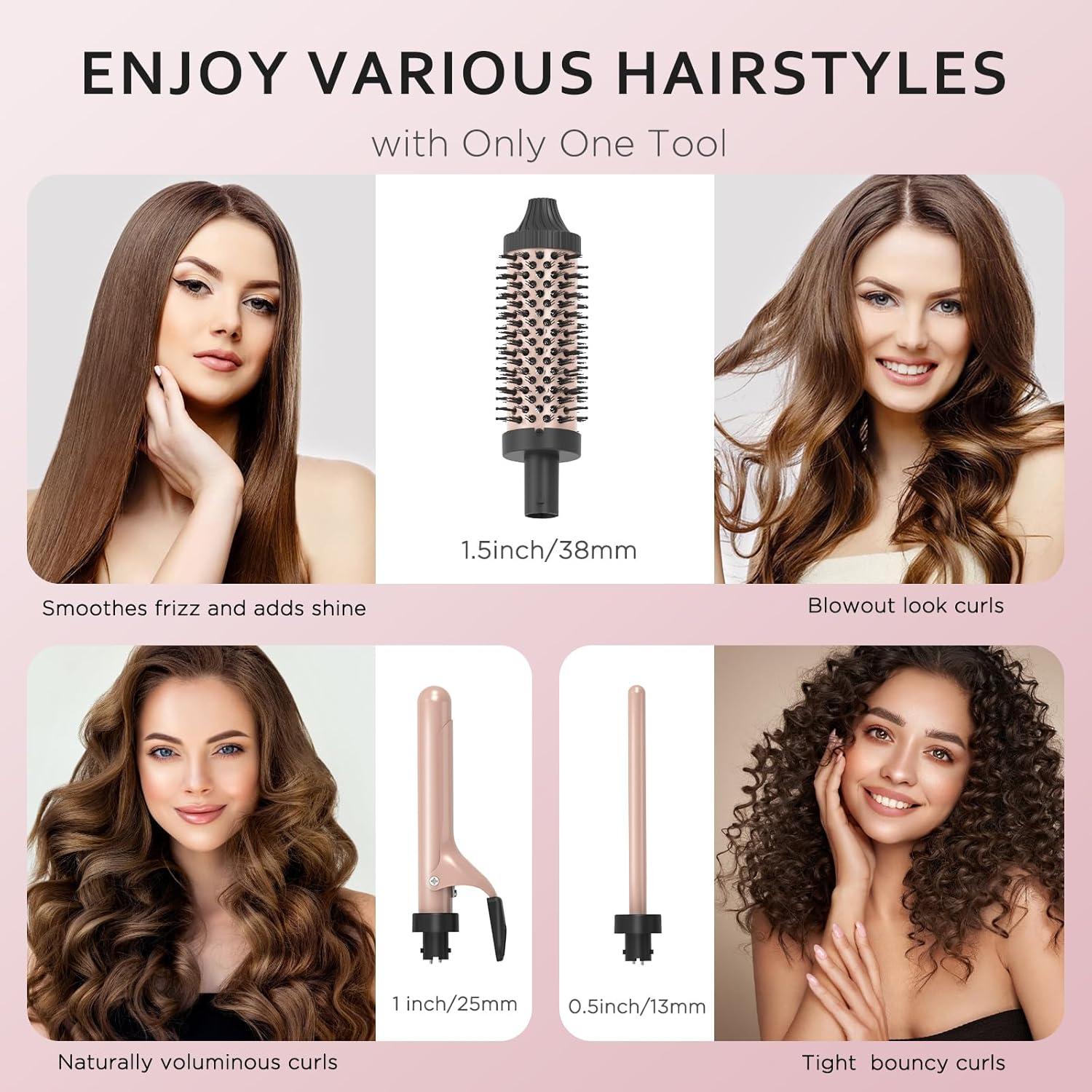 Juego de Planchas de Rizar 3 en 1 Janelove con Cepillo Térmico