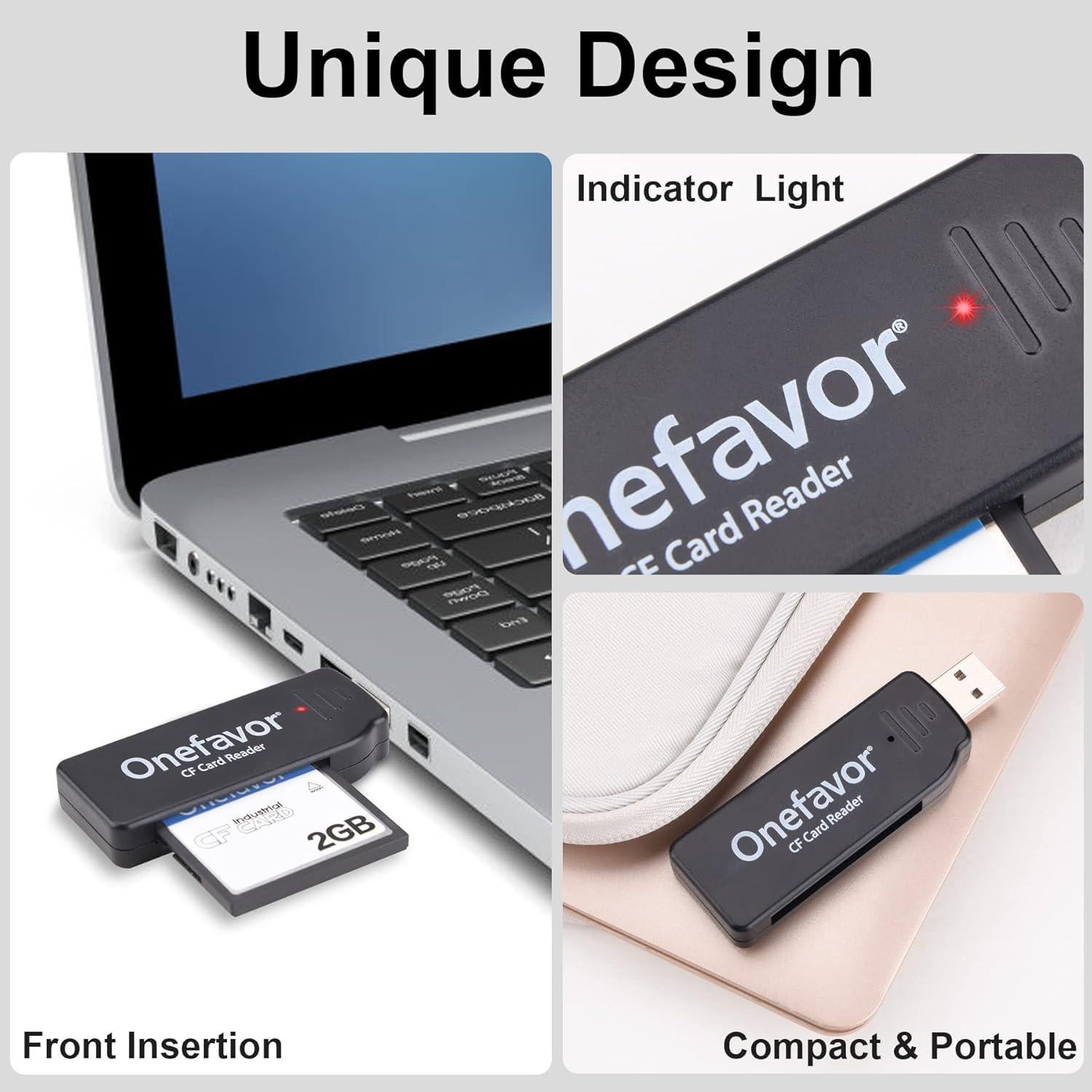 Lector de Tarjetas CompactFlash Onefavor USB 2.0 con 2GB CF