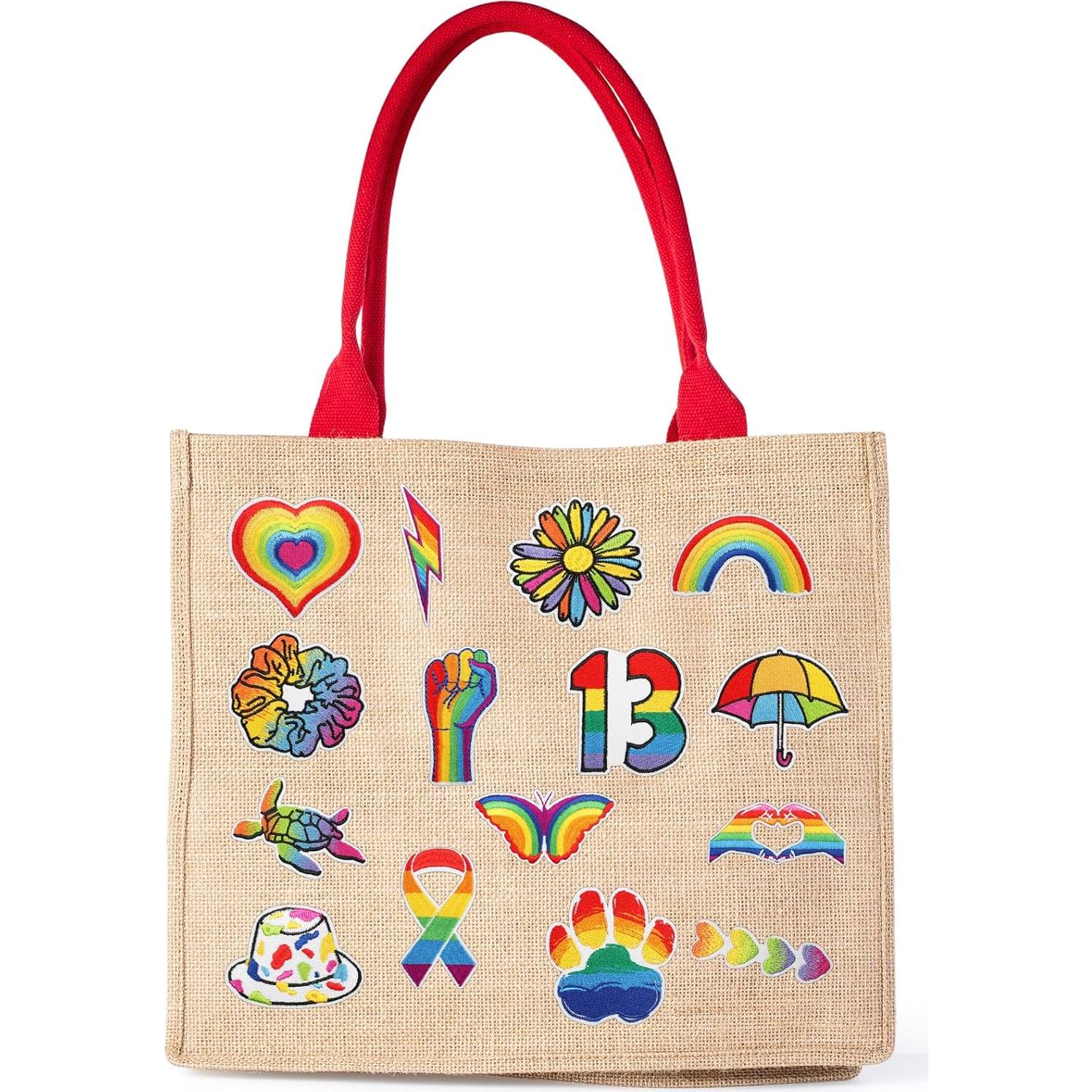 15 Parches Bordados Arcoíris Qpout para Ropa y Manualidades