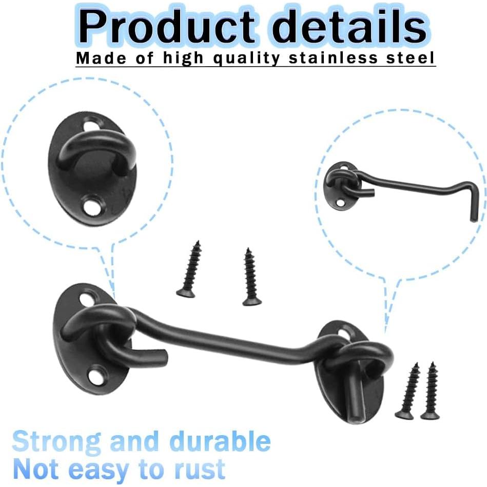 Paquete de 2 Ganchos y Ojos de Privacidad Yosawa 100mm Negro