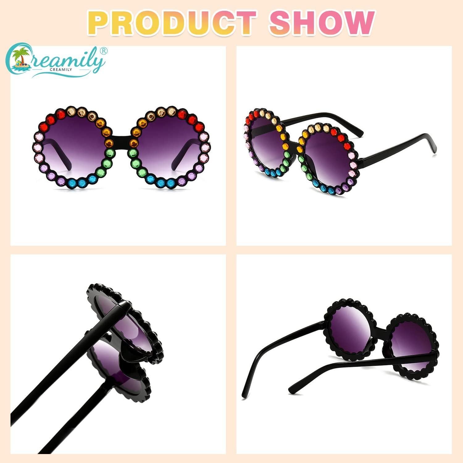 Gafas de sol redondas UV400 para bebés Creamily con rhinestones