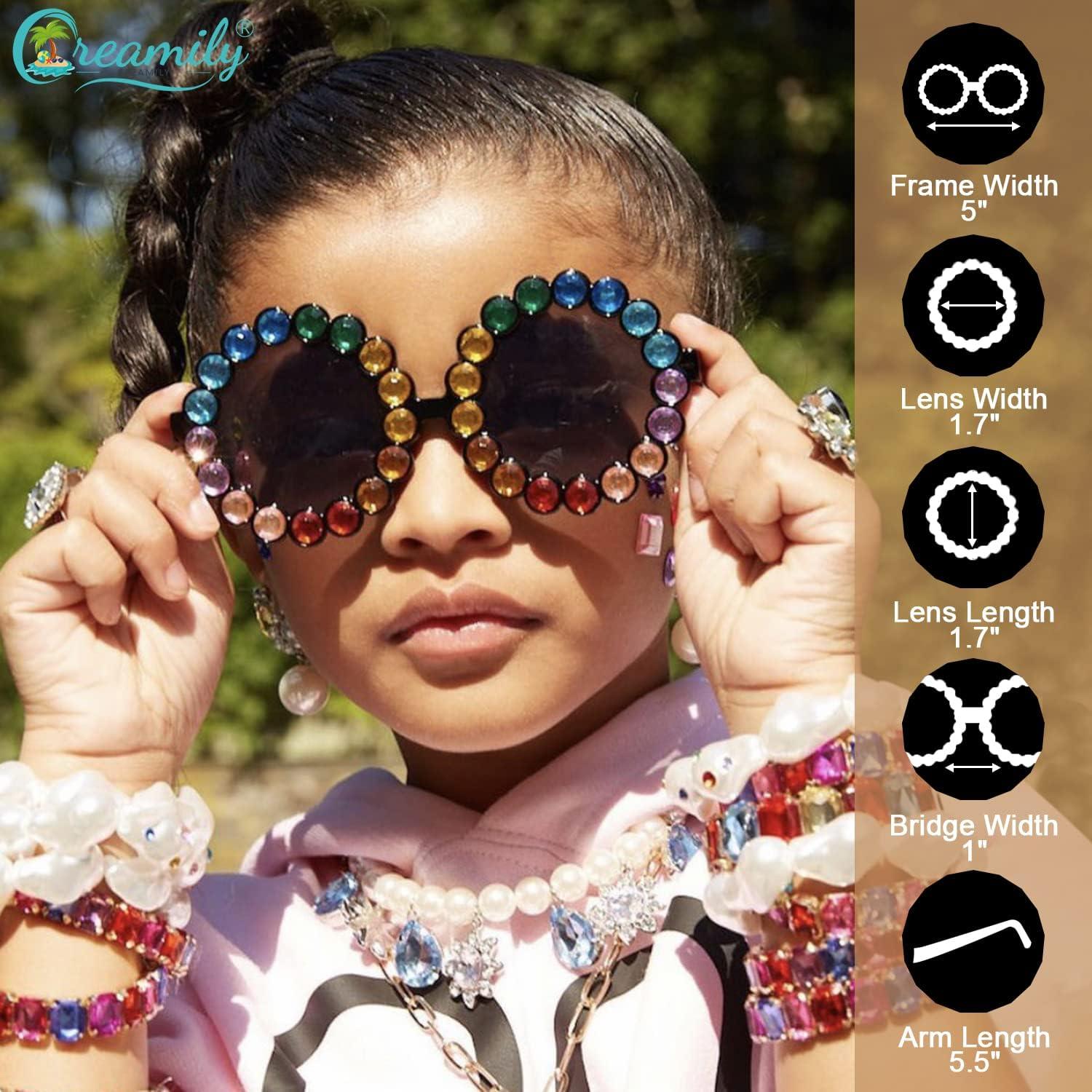 Gafas de sol redondas UV400 para bebés Creamily con rhinestones