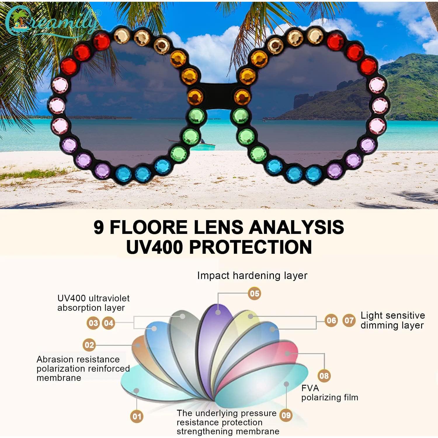 Gafas de sol redondas UV400 para bebés Creamily con rhinestones