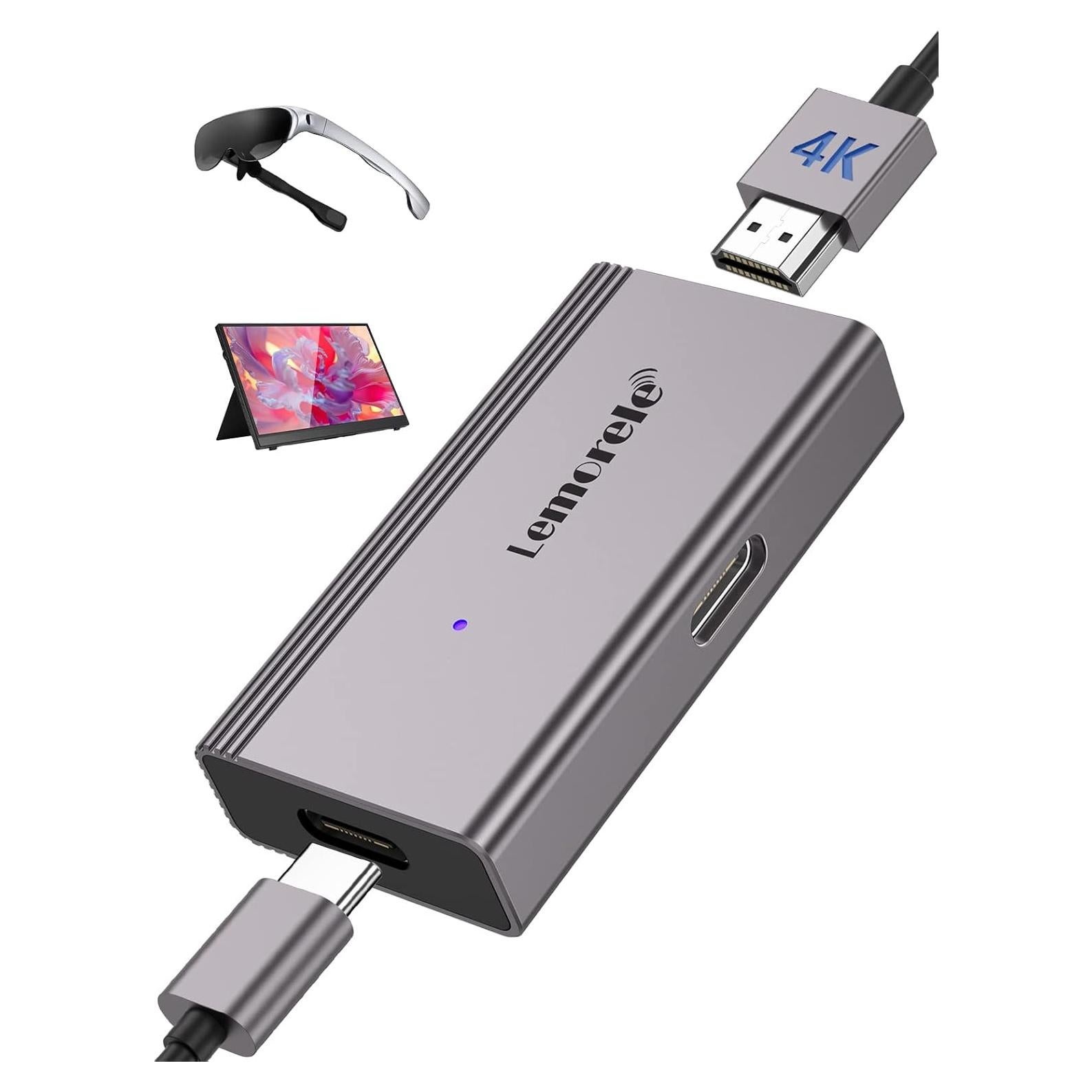 Adaptador HDMI a USB-C Lemorele 4K@60Hz para Gafas AR