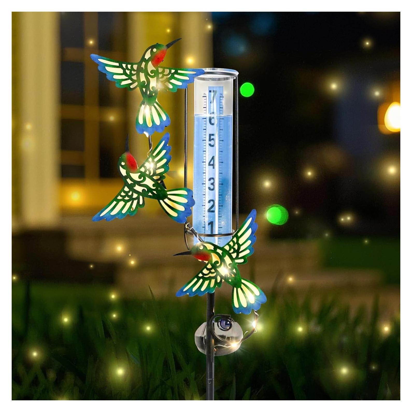 Medidor de Lluvia Solar WONDER GARDEN Colibrí Verde 88.9 cm