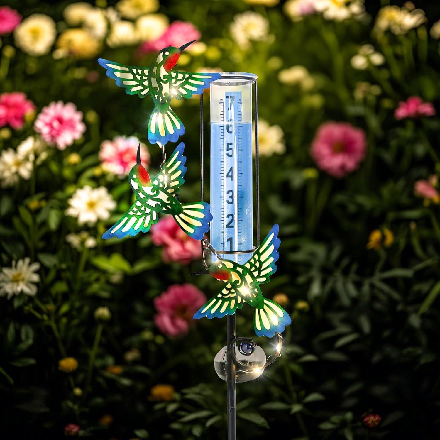 Medidor de Lluvia Solar WONDER GARDEN Colibrí Verde 88.9 cm