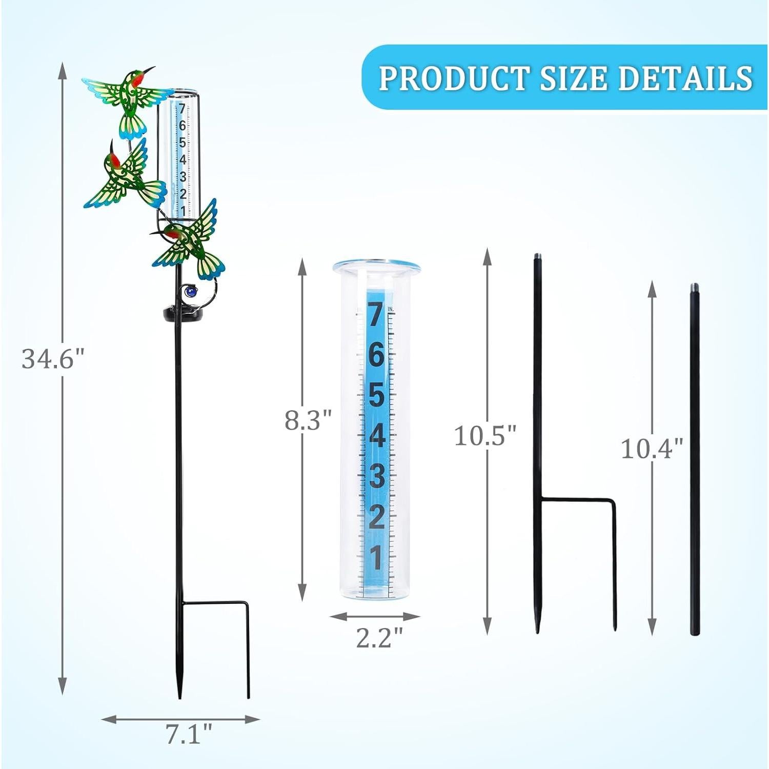 Medidor de Lluvia Solar WONDER GARDEN Colibrí Verde 88.9 cm