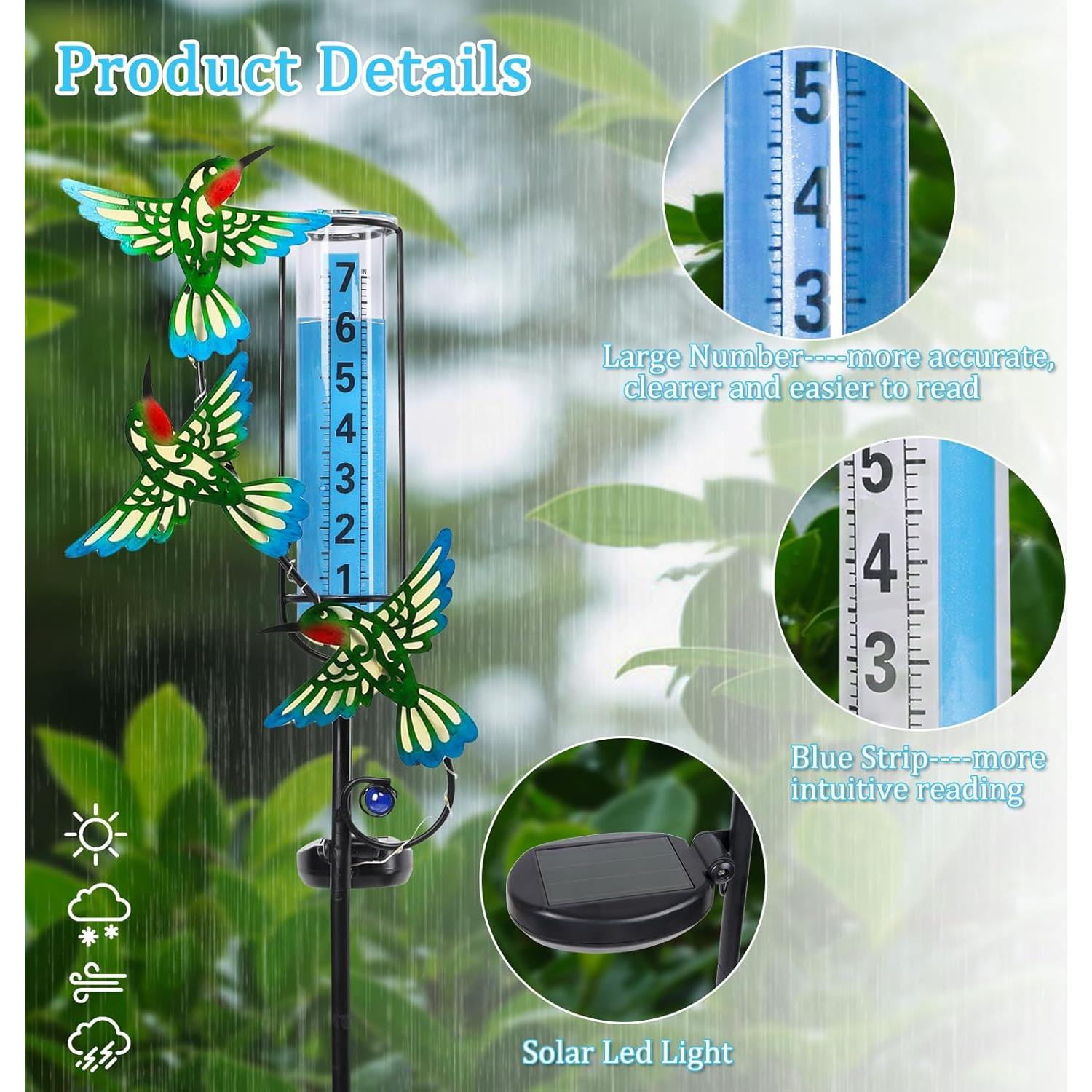 Medidor de Lluvia Solar WONDER GARDEN Colibrí Verde 88.9 cm