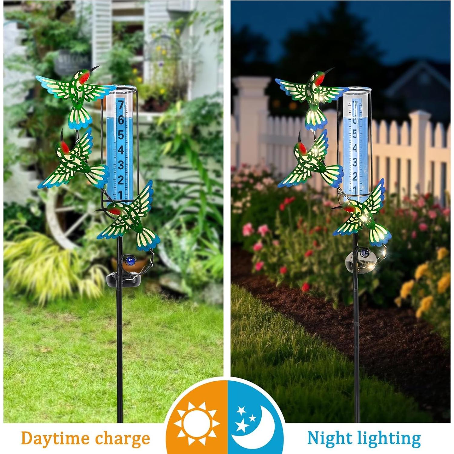 Medidor de Lluvia Solar WONDER GARDEN Colibrí Verde 88.9 cm