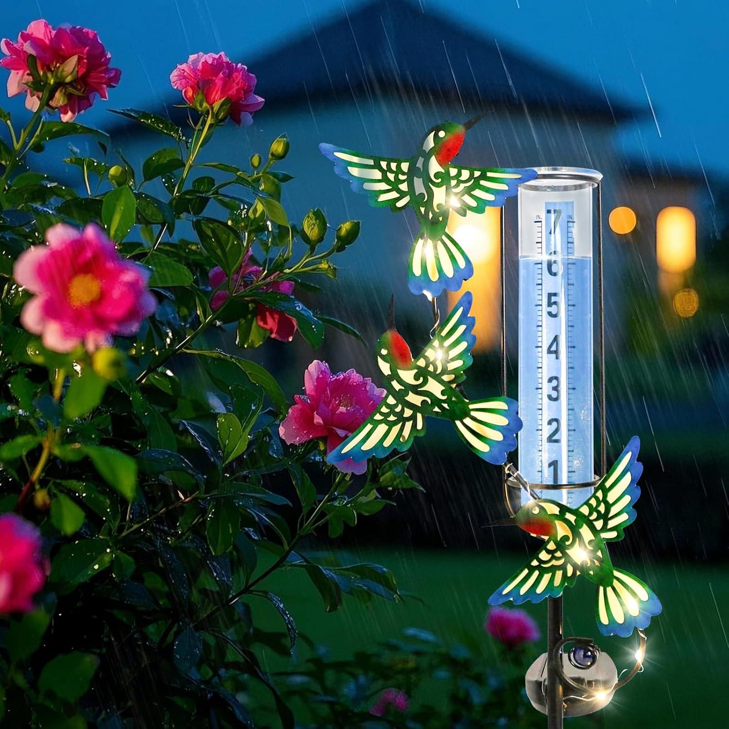 Medidor de Lluvia Solar WONDER GARDEN Colibrí Verde 88.9 cm