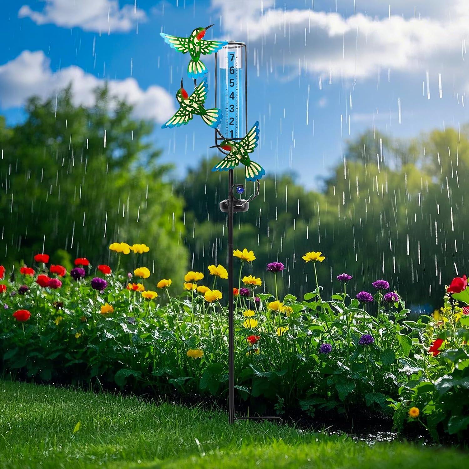 Medidor de Lluvia Solar WONDER GARDEN Colibrí Verde 88.9 cm