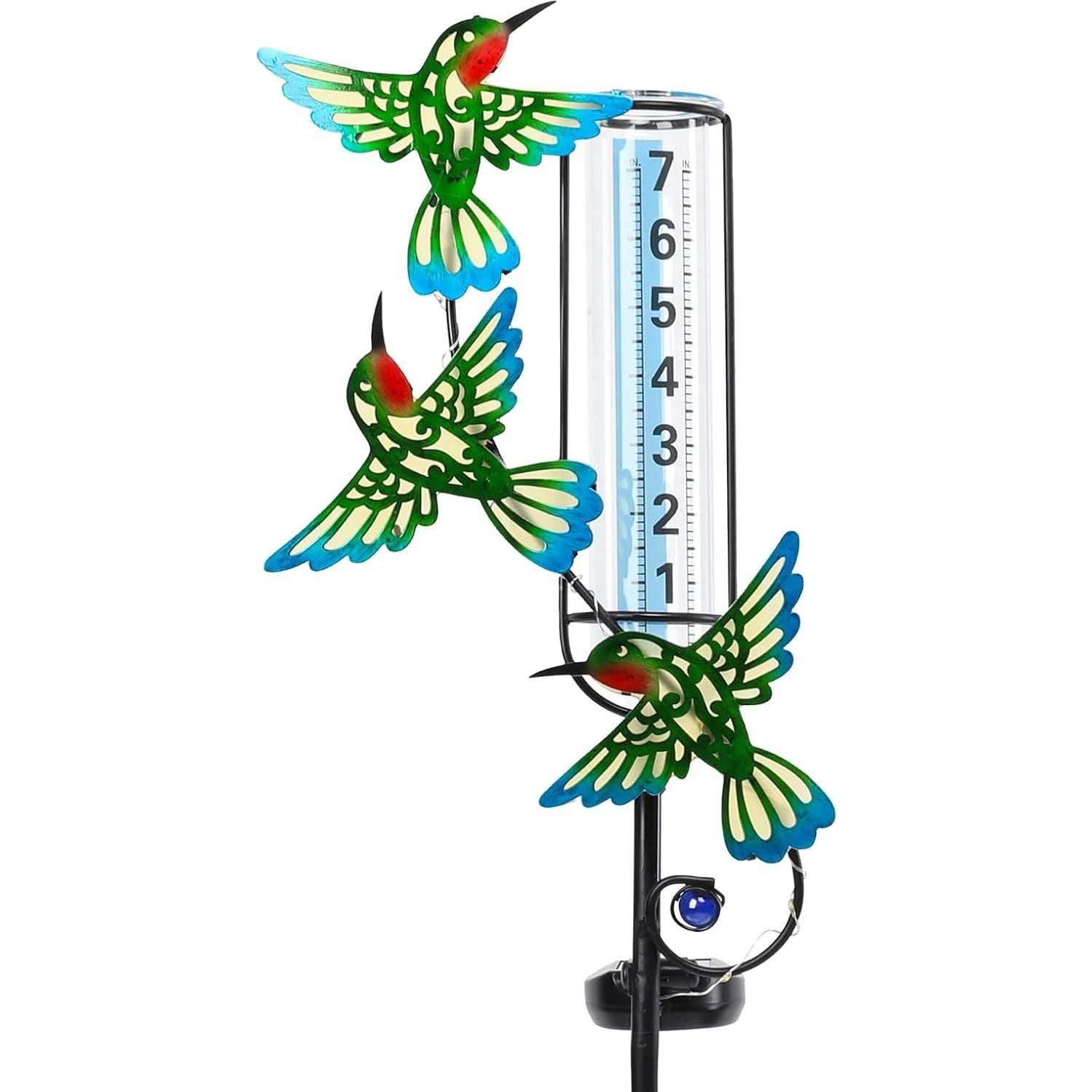 Medidor de Lluvia Solar WONDER GARDEN Colibrí Verde 88.9 cm