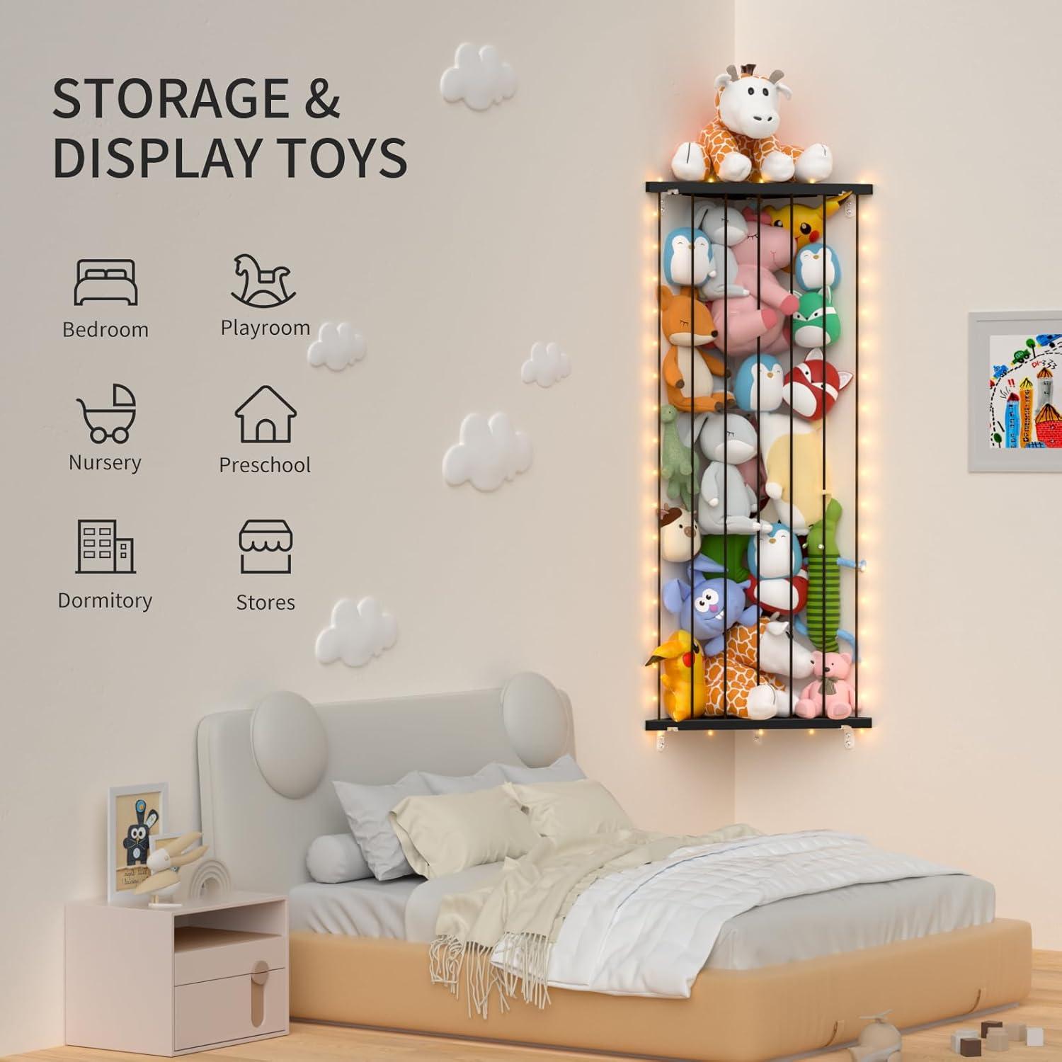 Organizador de Peluches GGUO en Esquina Ajustable con Luces LED