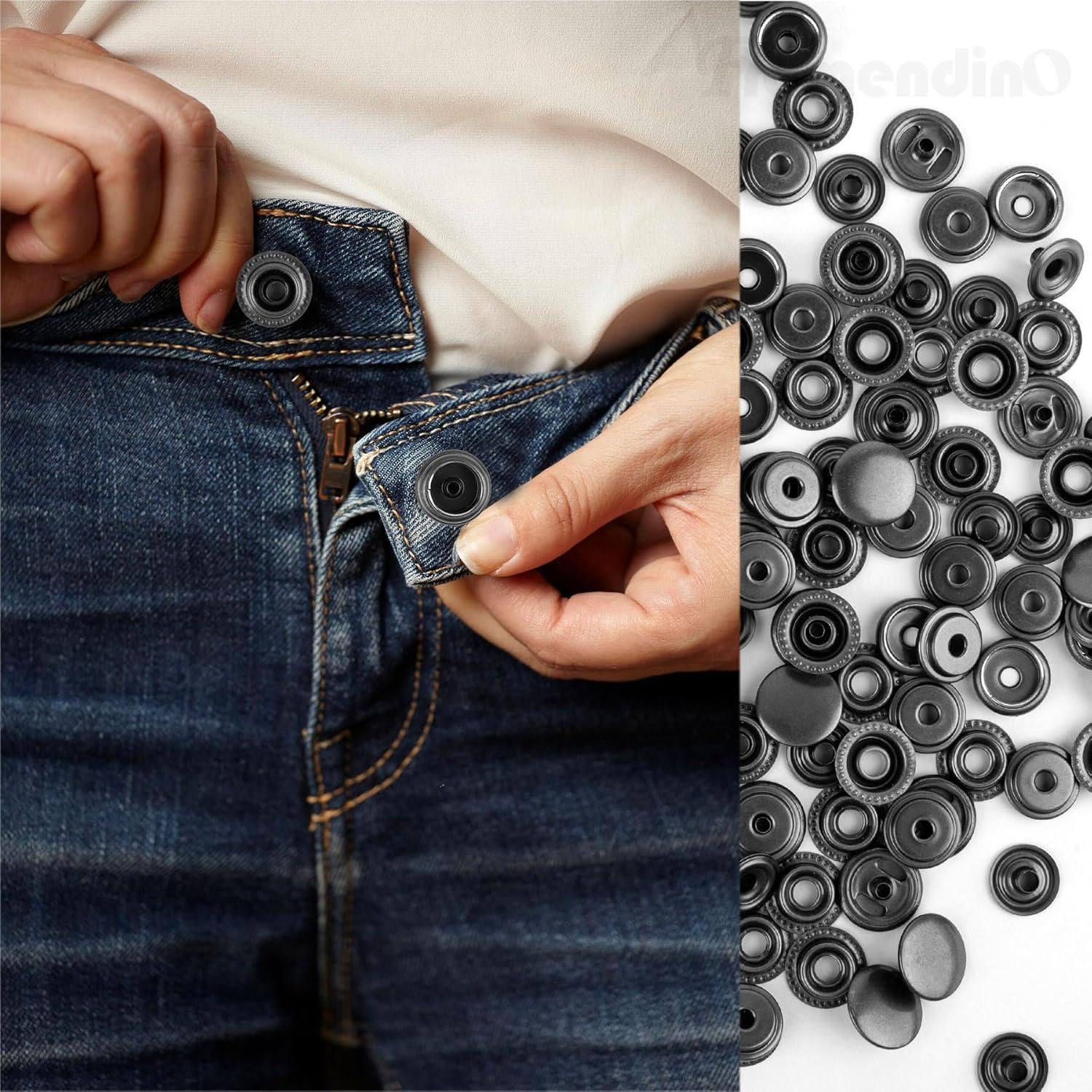 Kit de Botones a Presión de Metal Framendino 15mm Negro 50 Piezas