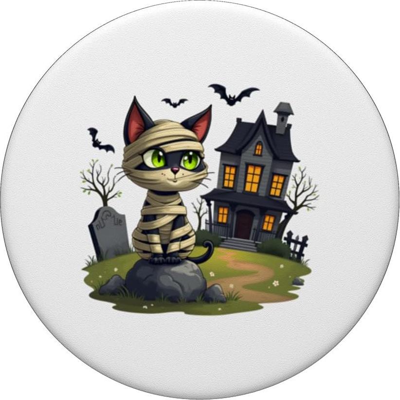 PopSocket Halloween Gato Momia Casa Embrujada 10.9x8.6cm
