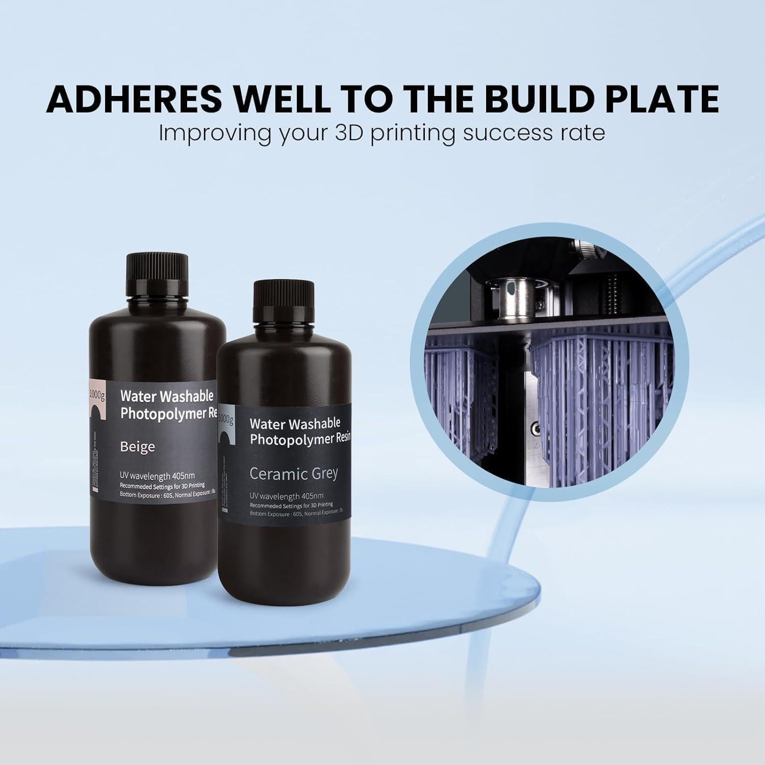 Resina 3D Lavable con Agua ELEGOO 1000g Negro para Impresoras