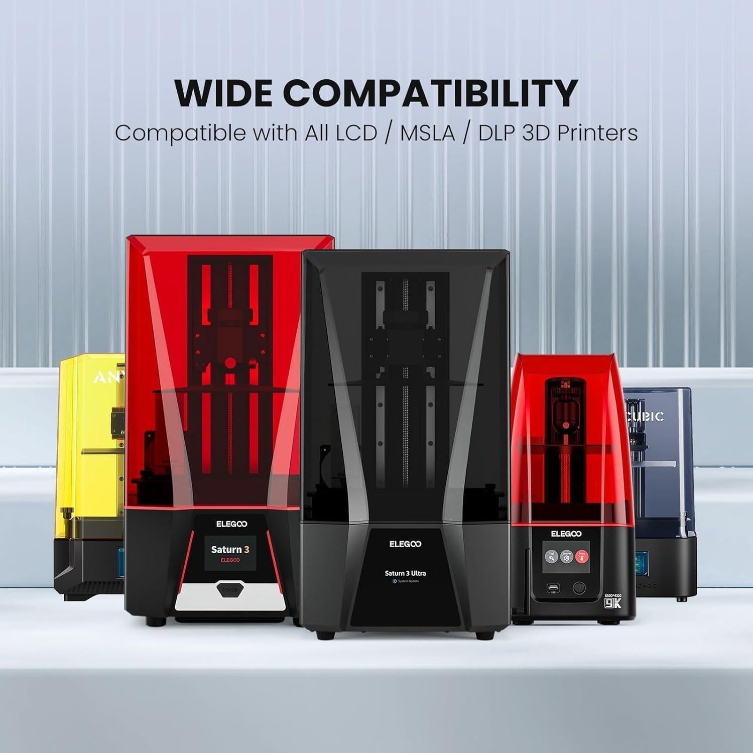 Resina 3D Lavable con Agua ELEGOO 1000g Negro para Impresoras