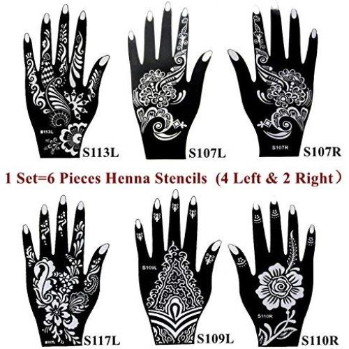 Kit de Plantillas de Tatuaje de Henna Xmasir - 6 Hojas 20x10 cm