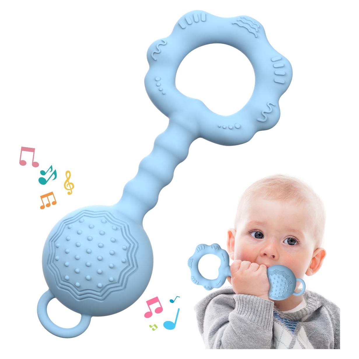 Mordedor y Sonajero para Bebés ETETOO Azul 0-12 Meses