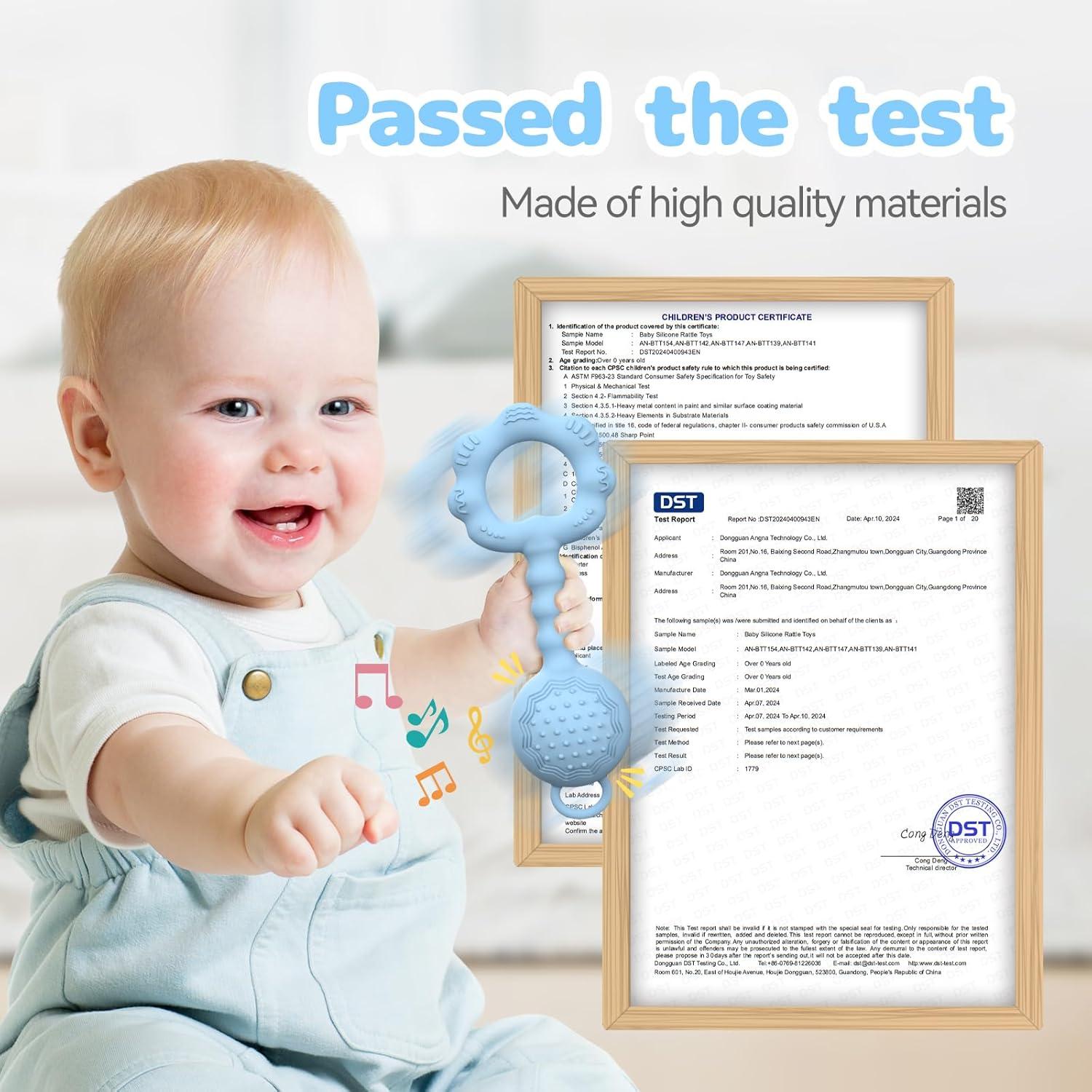 Mordedor y Sonajero para Bebés ETETOO Azul 0-12 Meses