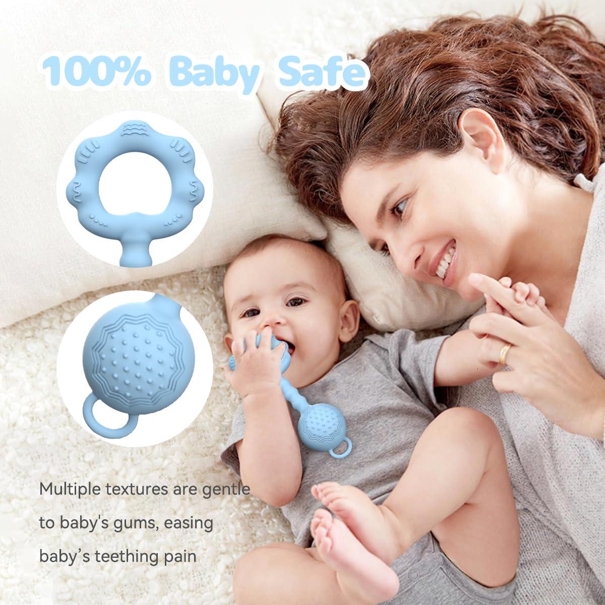 Mordedor y Sonajero para Bebés ETETOO Azul 0-12 Meses