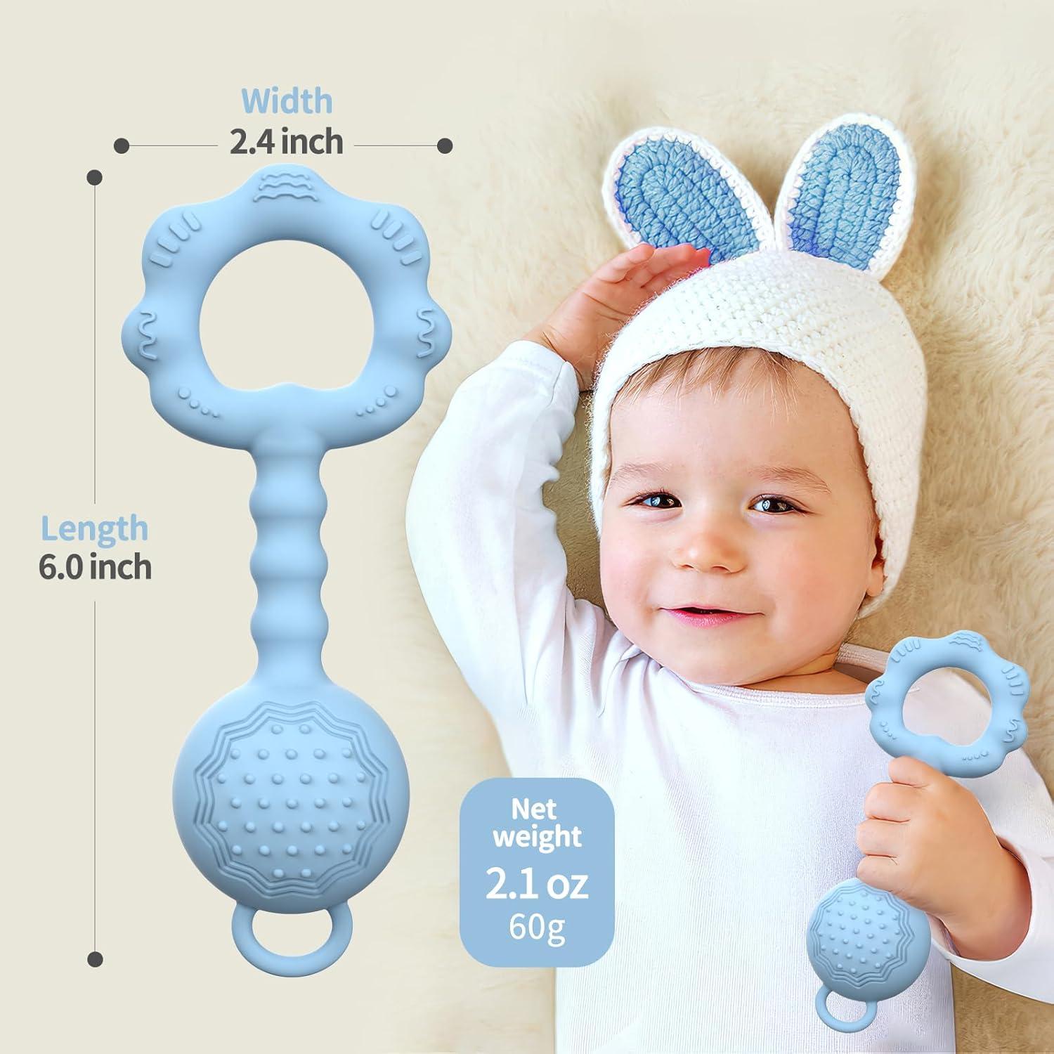 Mordedor y Sonajero para Bebés ETETOO Azul 0-12 Meses