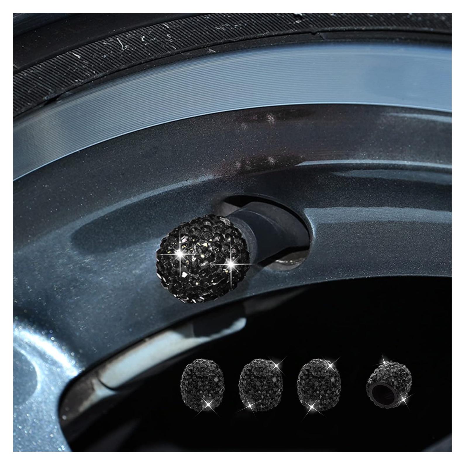 Paquete de 4 Tapas de Válvula Brillantes Deemars - ABS y Rhinestones