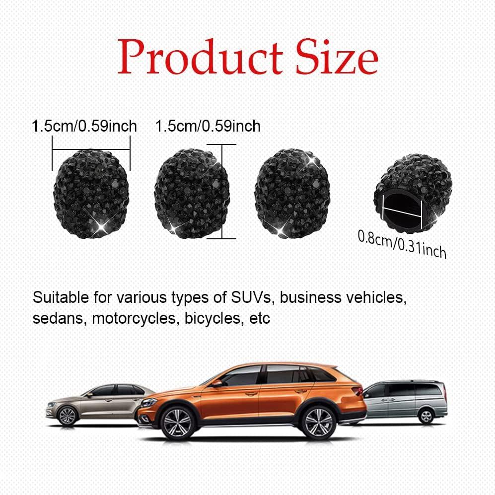 Paquete de 4 Tapas de Válvula Brillantes Deemars - ABS y Rhinestones