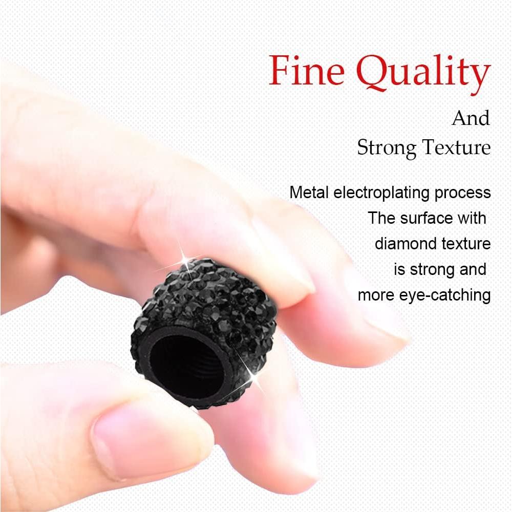 Paquete de 4 Tapas de Válvula Brillantes Deemars - ABS y Rhinestones