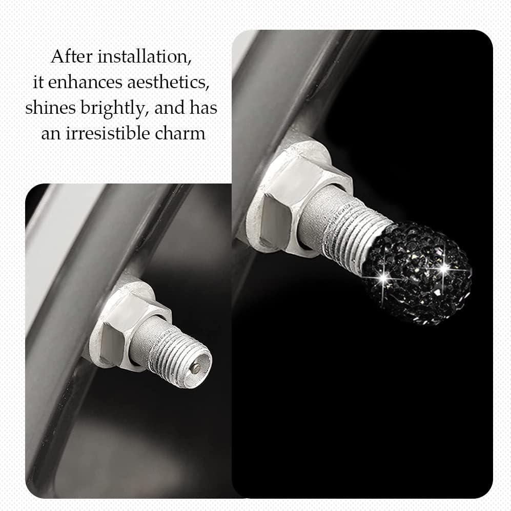 Paquete de 4 Tapas de Válvula Brillantes Deemars - ABS y Rhinestones