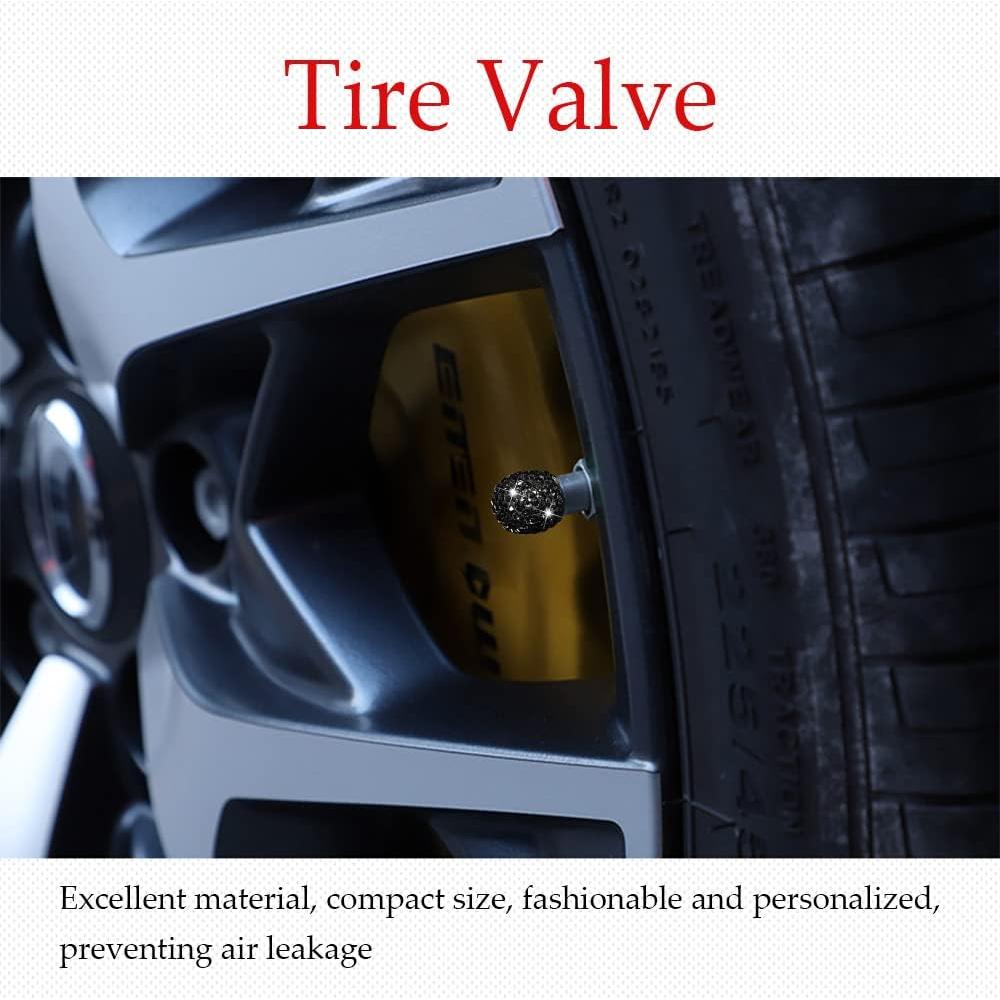 Paquete de 4 Tapas de Válvula Brillantes Deemars - ABS y Rhinestones