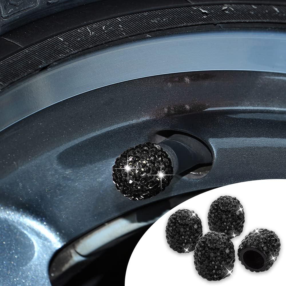 Paquete de 4 Tapas de Válvula Brillantes Deemars - ABS y Rhinestones