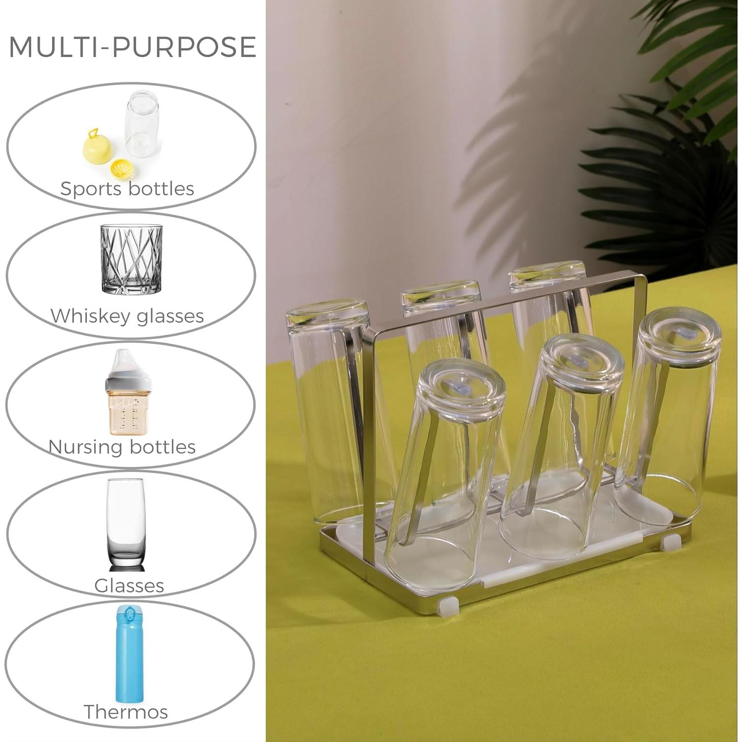 Soporte para Secar Tazas y Botellas POCHOIO Plateado 22.95x12.7cm