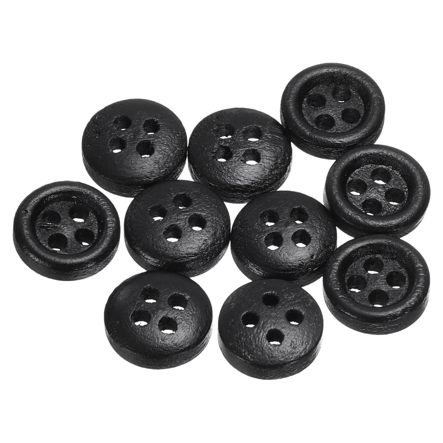 Botones de Costura de Madera HARFINGTON 10mm Negros 10 Piezas