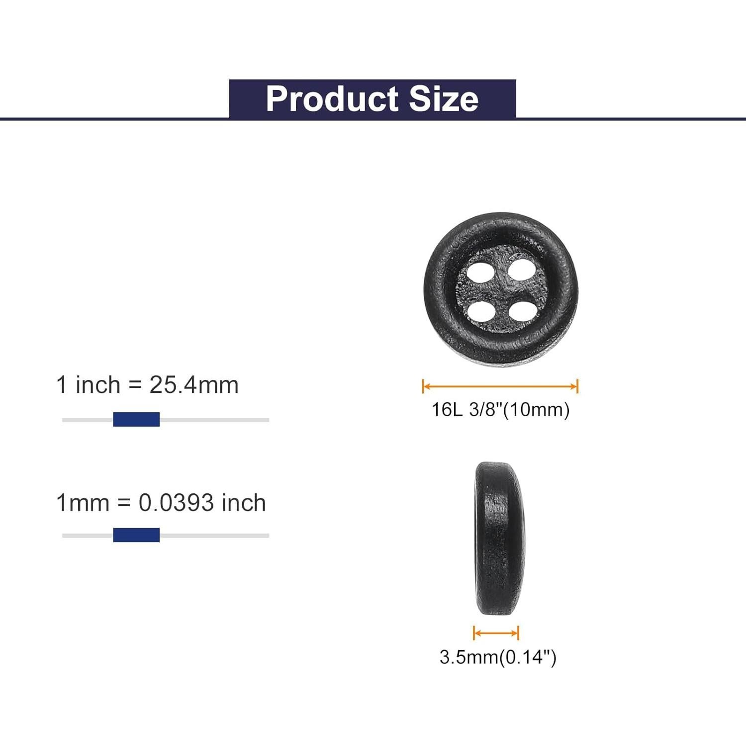 Botones de Costura de Madera HARFINGTON 10mm Negros 10 Piezas