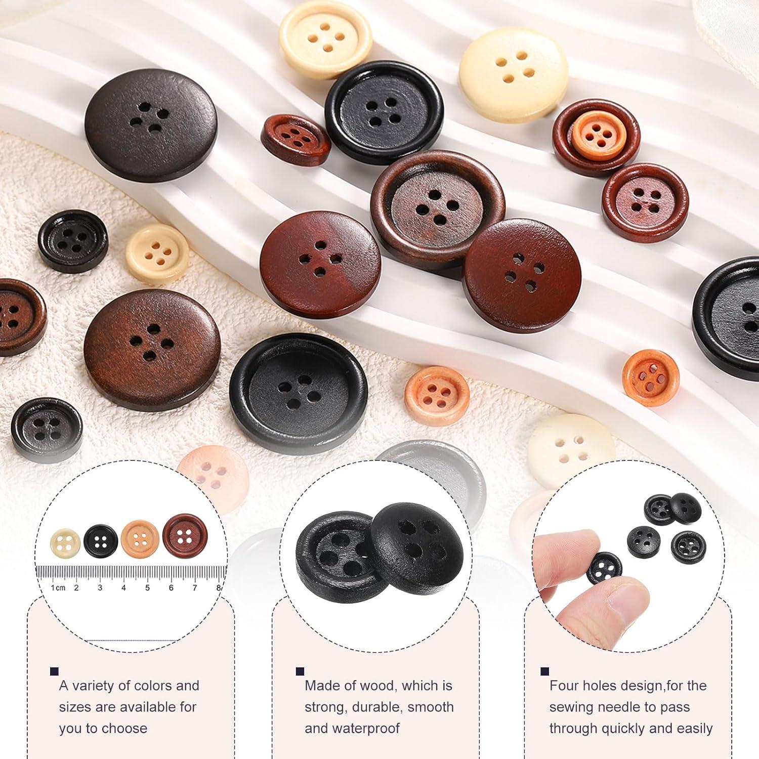 Botones de Costura de Madera HARFINGTON 10mm Negros 10 Piezas