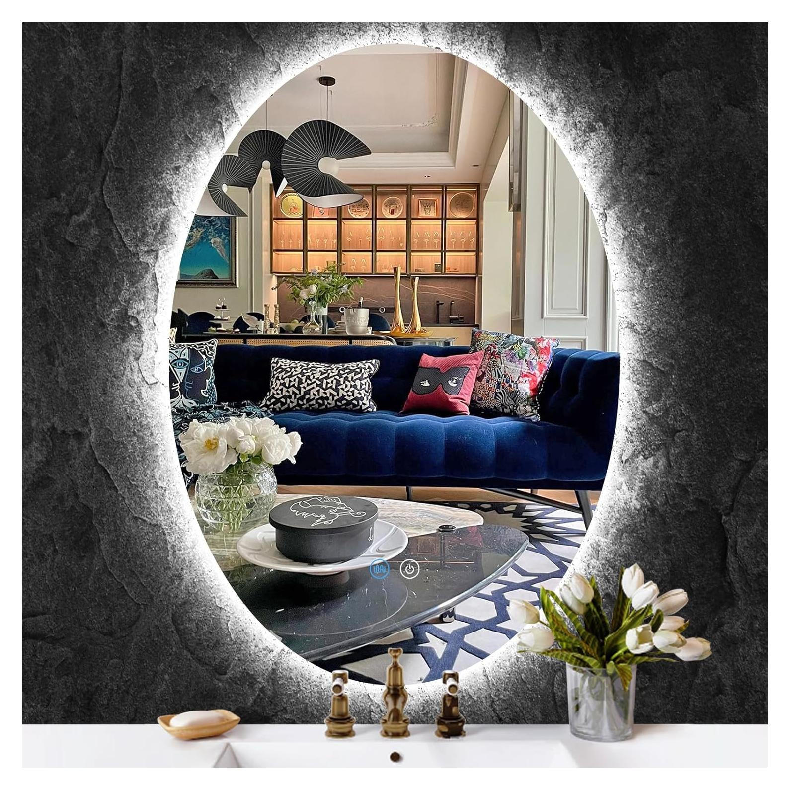 Espejo de tocador ovalado TiliKuly 81.3 x 50.8 cm LED regulable