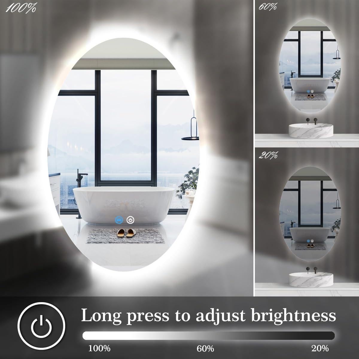 Espejo de tocador ovalado TiliKuly 81.3 x 50.8 cm LED regulable