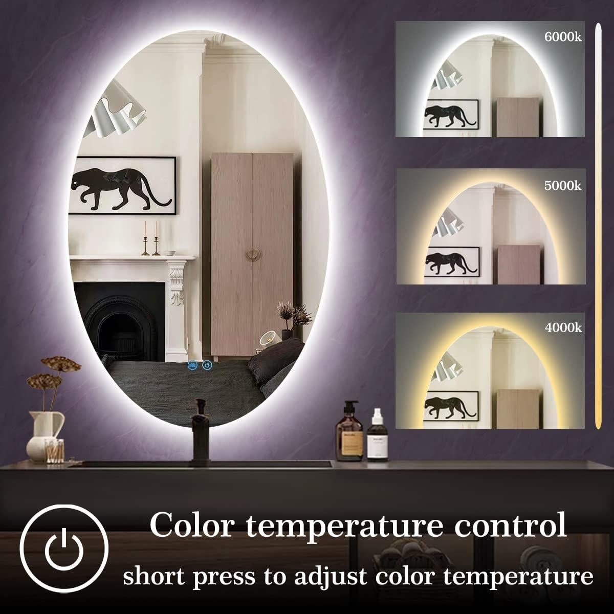 Espejo de tocador ovalado TiliKuly 81.3 x 50.8 cm LED regulable