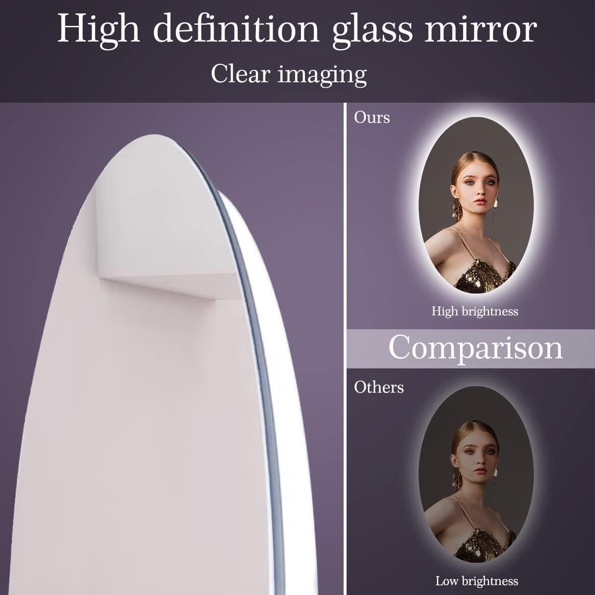 Espejo de tocador ovalado TiliKuly 81.3 x 50.8 cm LED regulable