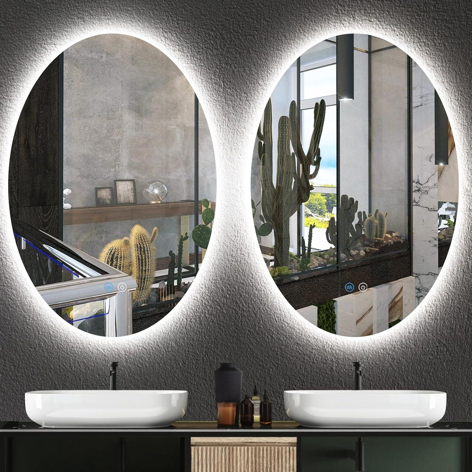 Espejo de tocador ovalado TiliKuly 81.3 x 50.8 cm LED regulable