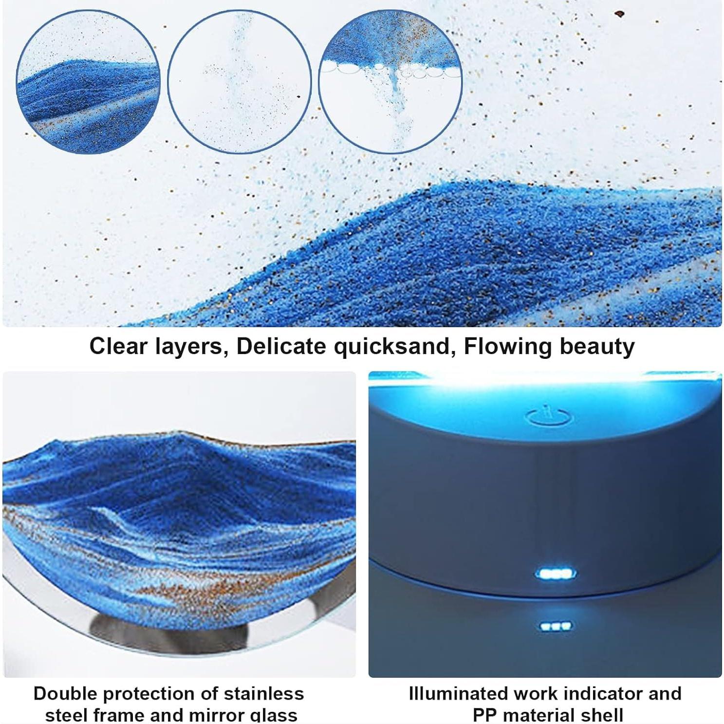 Arte de Arena en Movimiento Rysnwsu 3D Redondo Azul 16x20cm