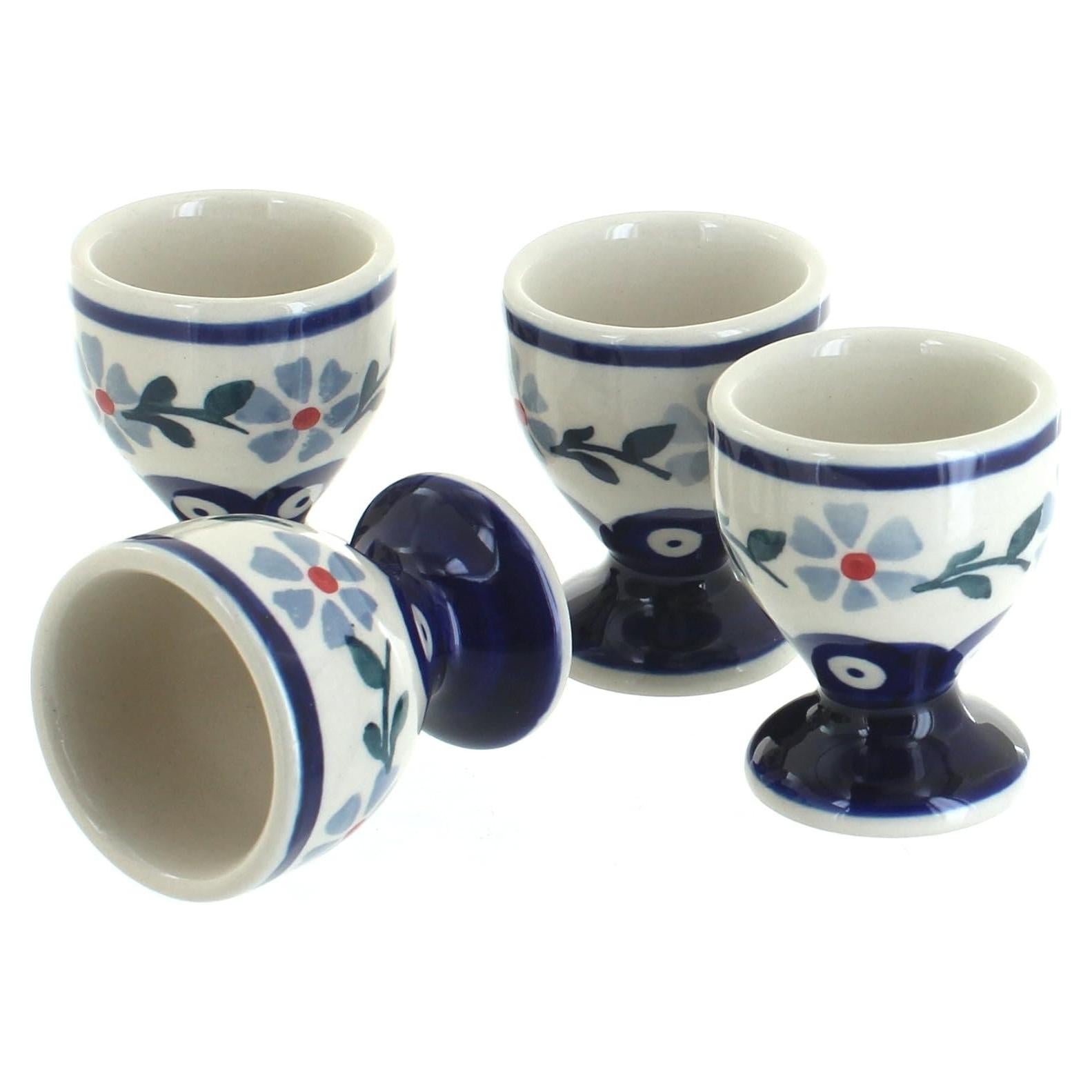 Juego de 4 Tazas para Huevos Cerámica Manufaktura Azul Violeta