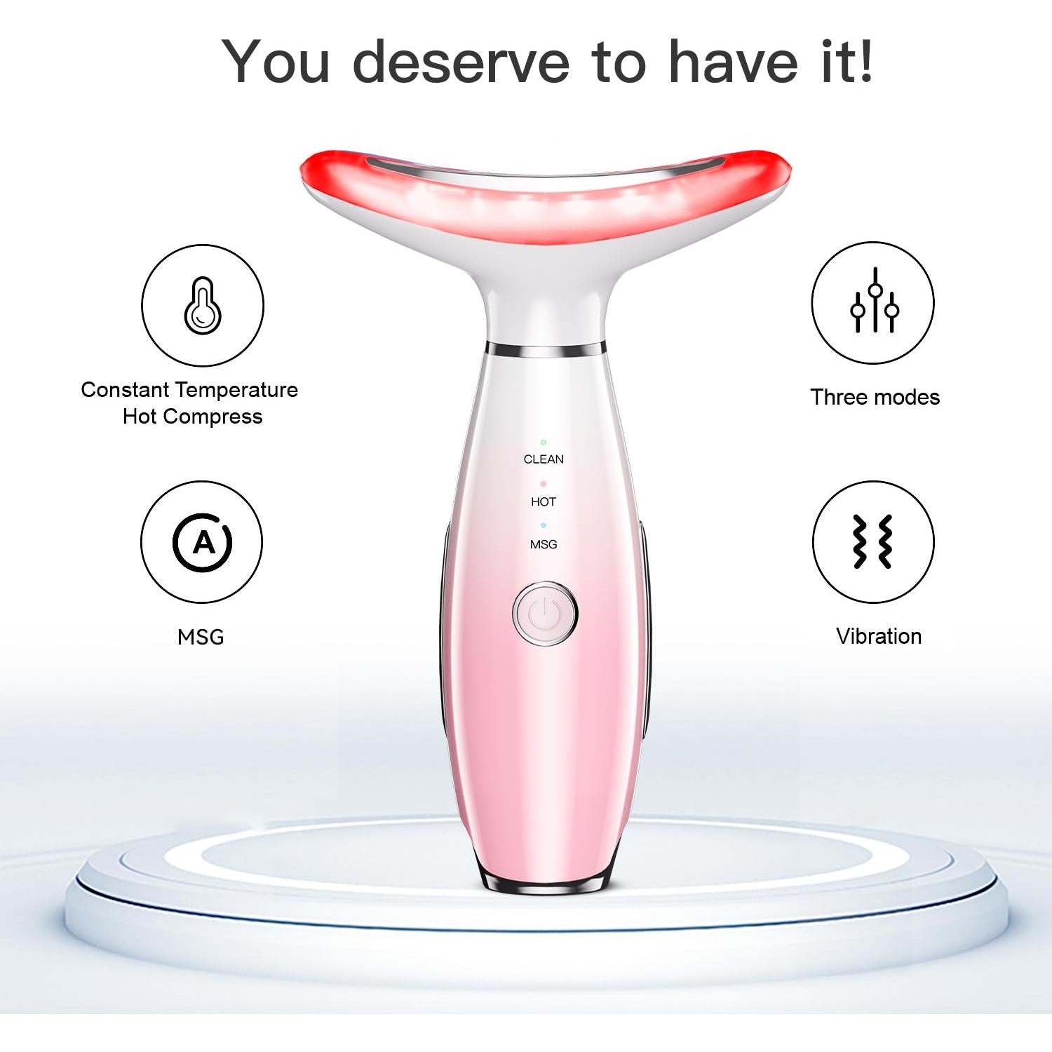 Masajeador Facial 3 en 1 NUAKENE Rosa, Calor y Vibración