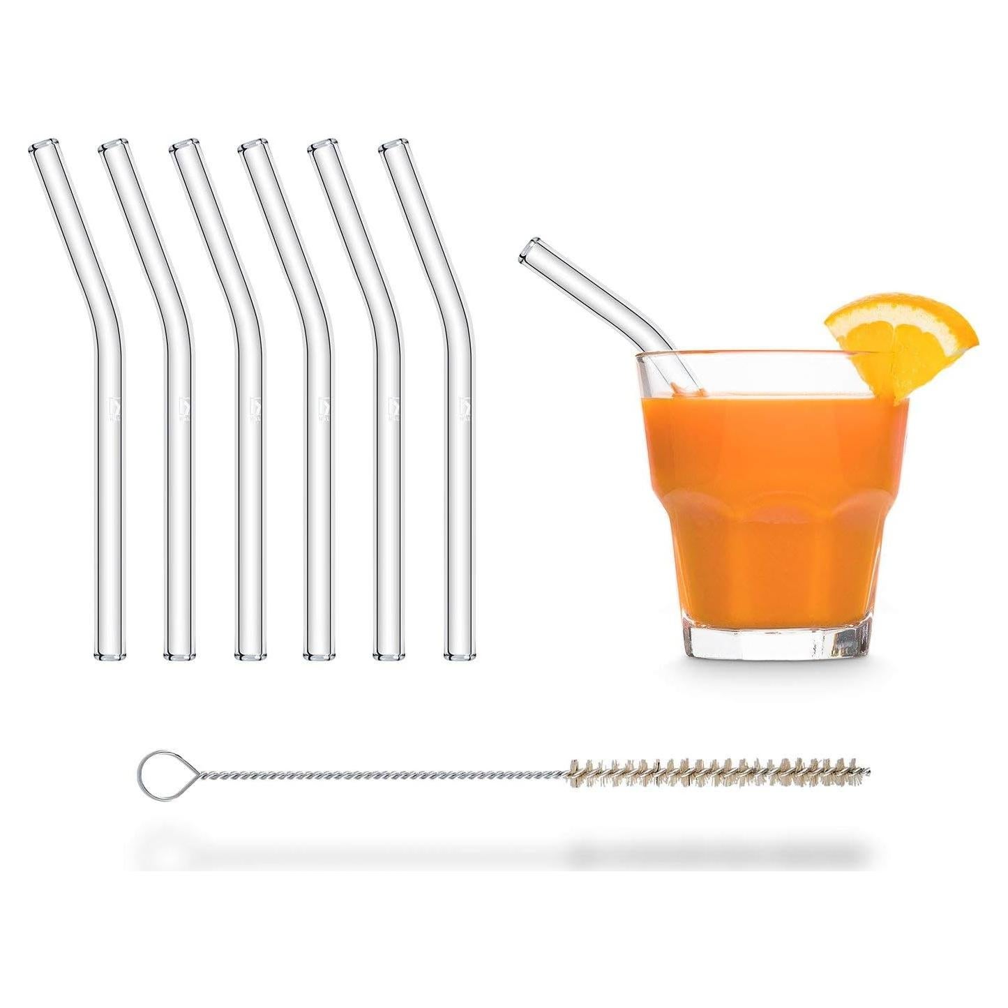 Pajitas de Vidrio HALM 15 cm Reutilizables - 6 Unidades Ecológicas