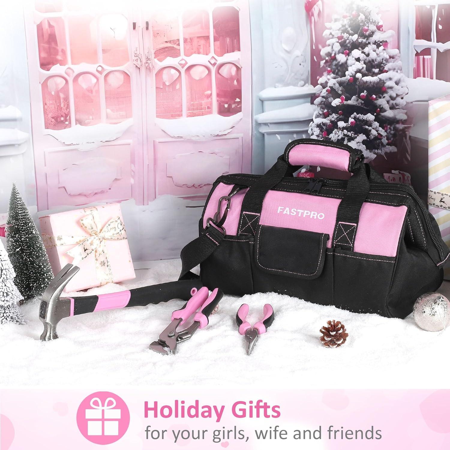 Juego de Herramientas FASTPRO Rosa 220 Piezas con Bolsa 30.48 cm