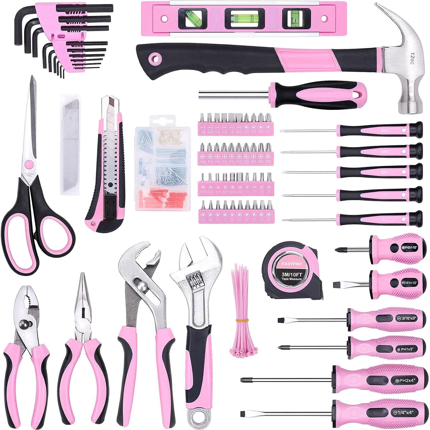 Juego de Herramientas FASTPRO Rosa 220 Piezas con Bolsa 30.48 cm