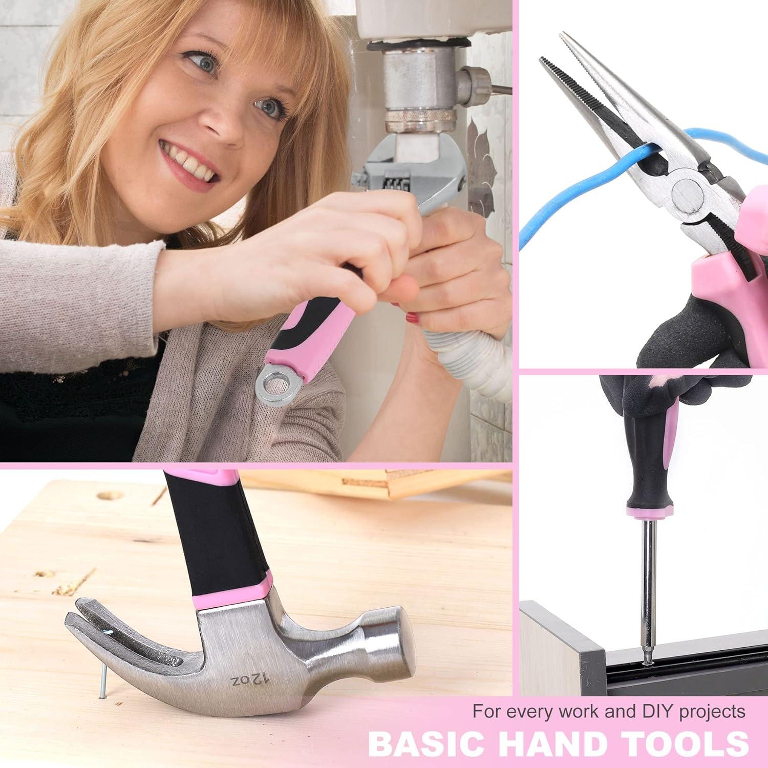 Juego de Herramientas FASTPRO Rosa 220 Piezas con Bolsa 30.48 cm