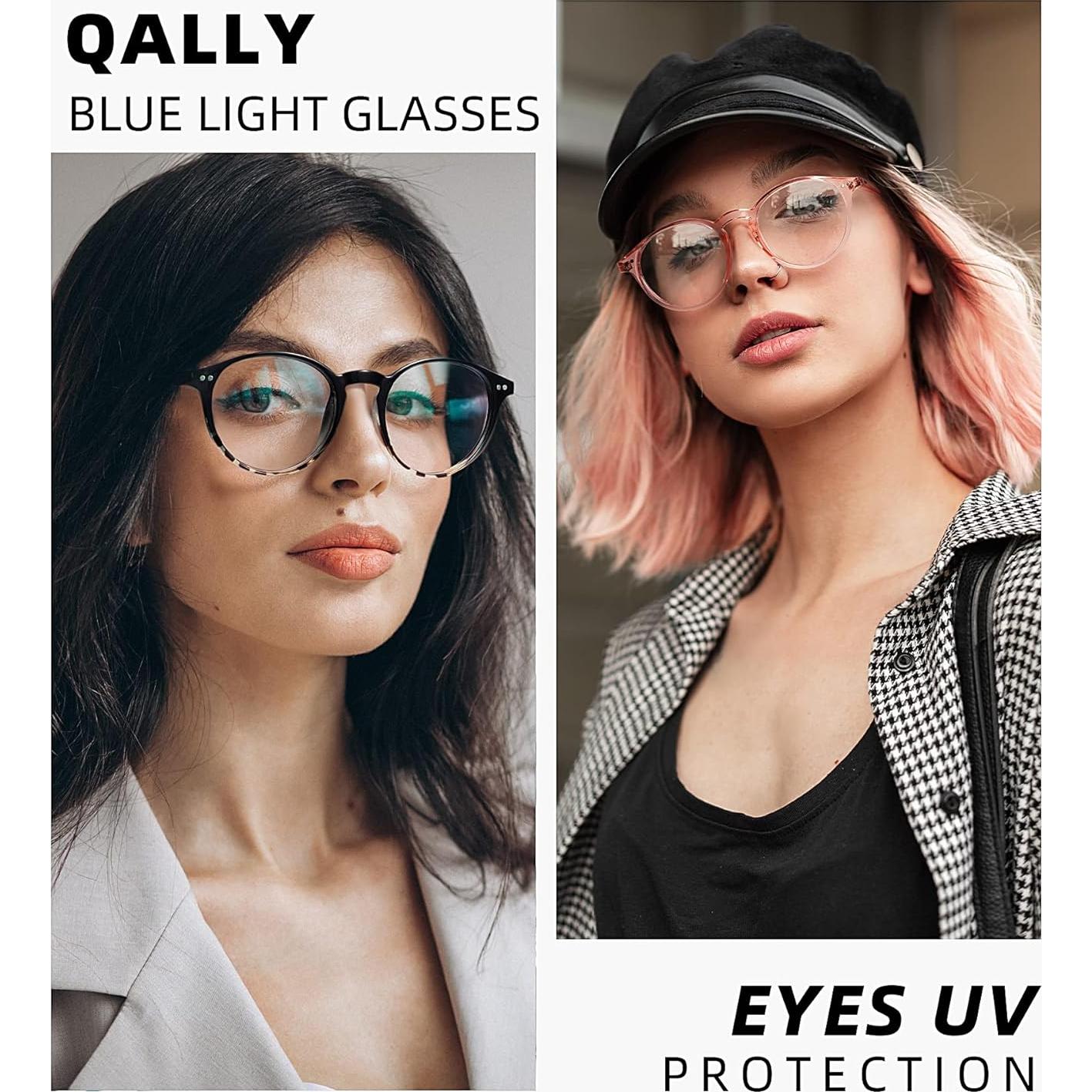 Gafas Anti Fatiga QALLY para Mujeres - Bloqueo Luz Azul Redondas