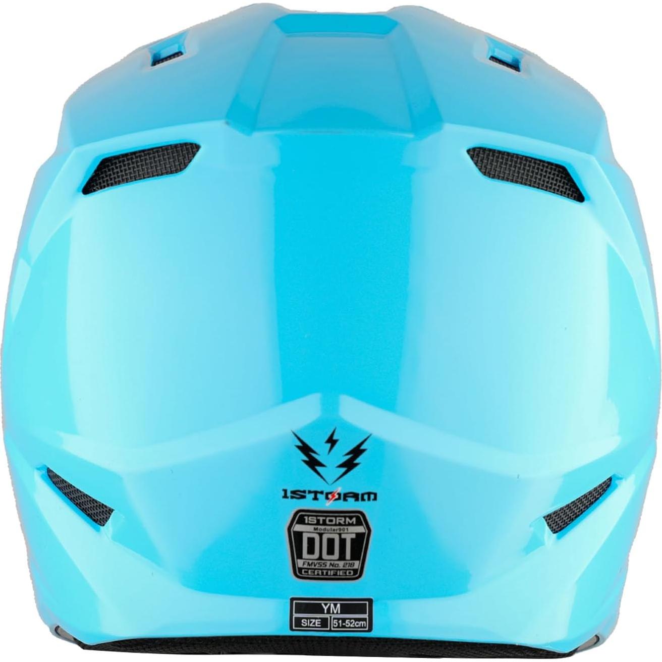 Casco de Motocross 1Storm T602 para Niños Cian Brillante